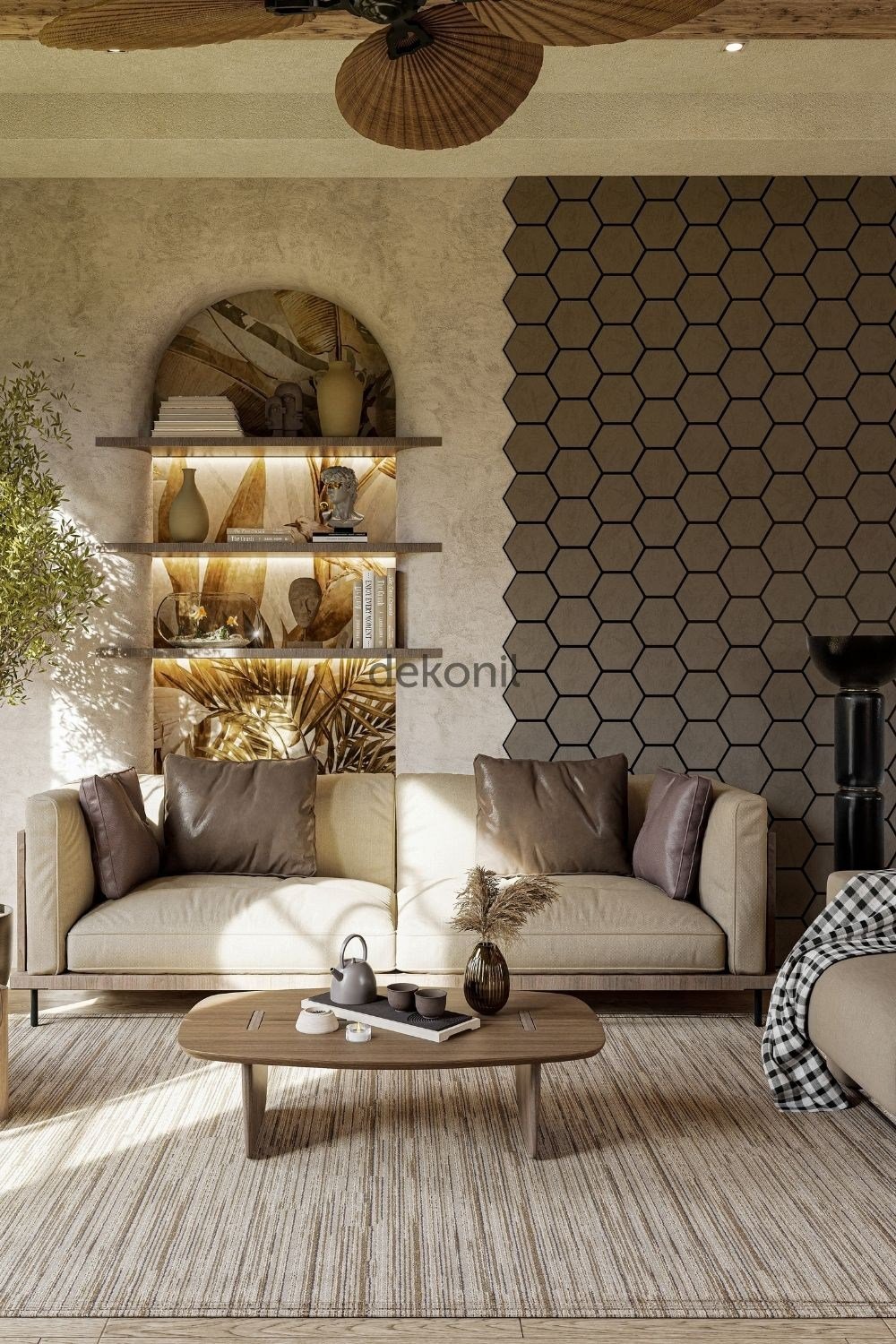 Hexagon Akustik Altıgen Deniz Kabuğu Duvar Paneli 89*57*1,6 cm