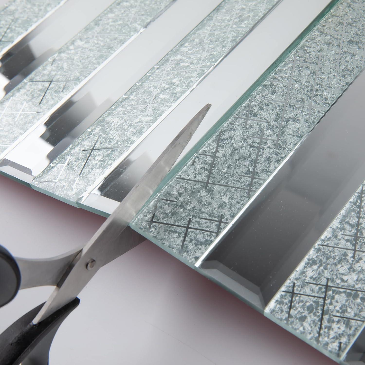 Kendinden Yapışkanlı Karo Ayna Çizgili Silver Gümüş 30*30 cm