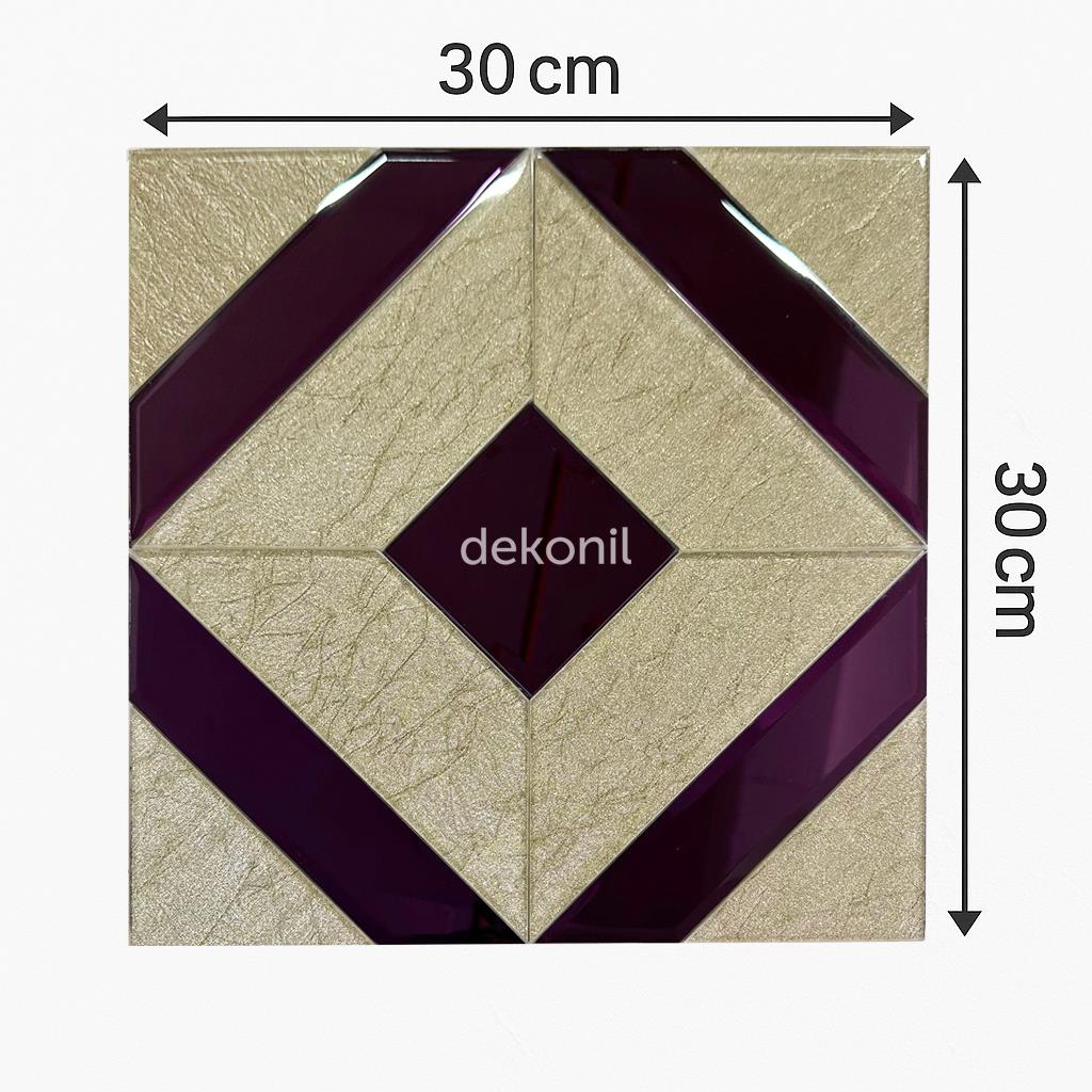 Kendinden Yapışkanlı Karo Ayna Mixture Bej Mor 30*30 cm