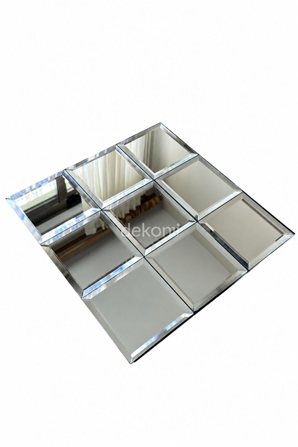 Kendinden Yapışkanlı Mozaik Karo Ayna İnce Kare Silver 30*30 cm