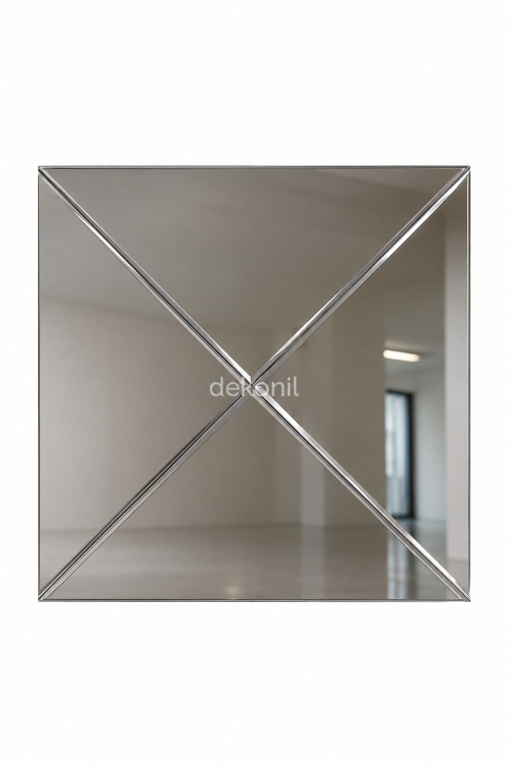 Kendinden Yapışkanlı Mozaik Karo Ayna Yarım Baklava Silver 30*30 cm