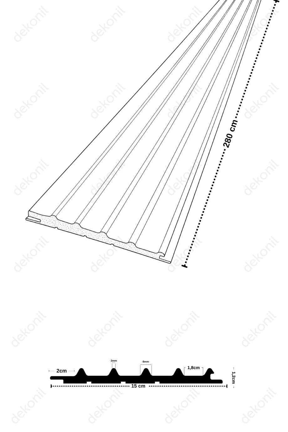 Lavente Soft Parlament Mavi MDF Lambri 15cm