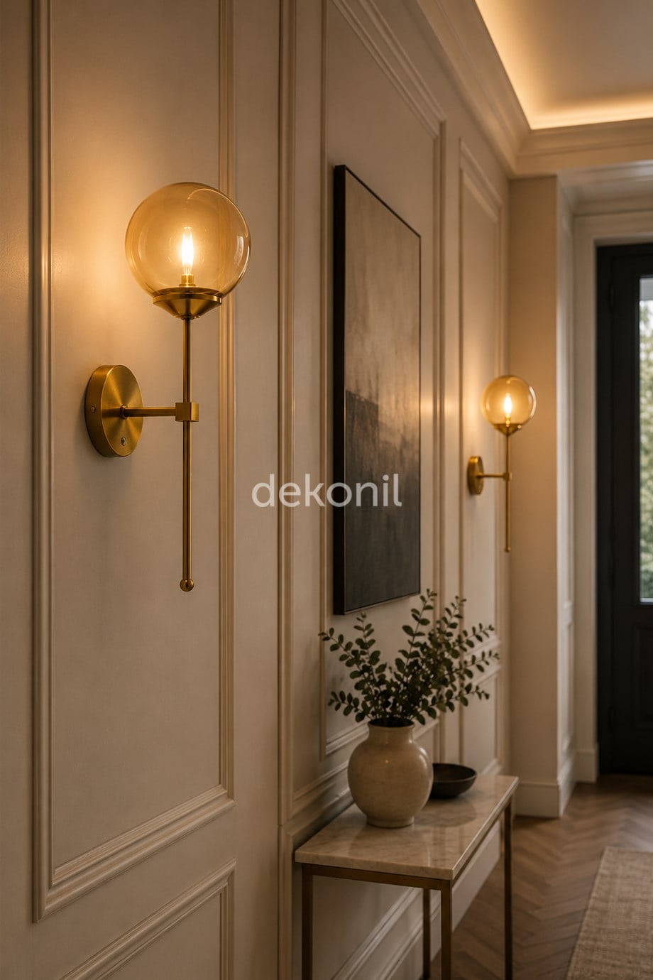 Luna Balon Şarjlı Duvar Apliği – Eskitme Gold