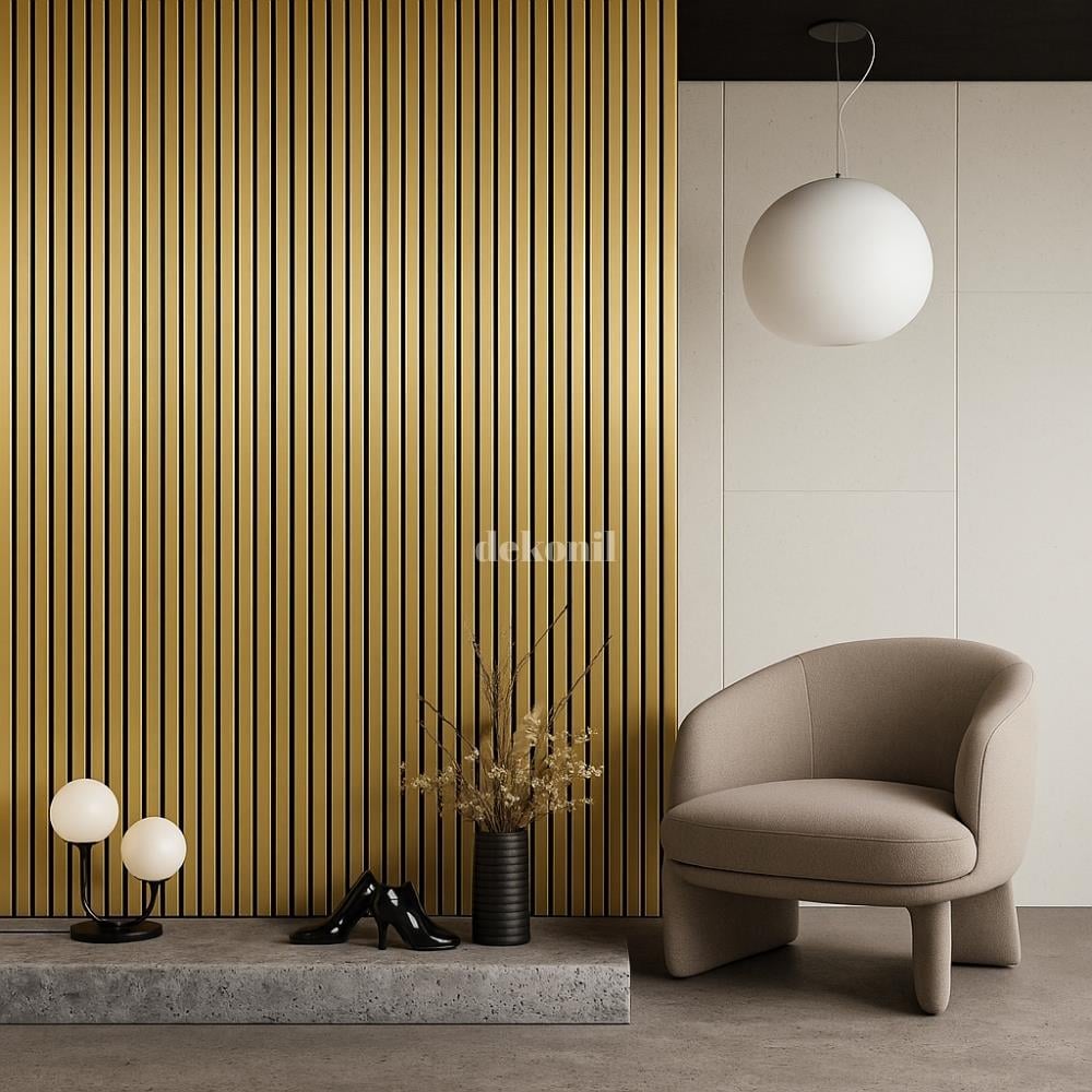 Acoustic Wainscot Wall Panel Gold 60*280 cm
