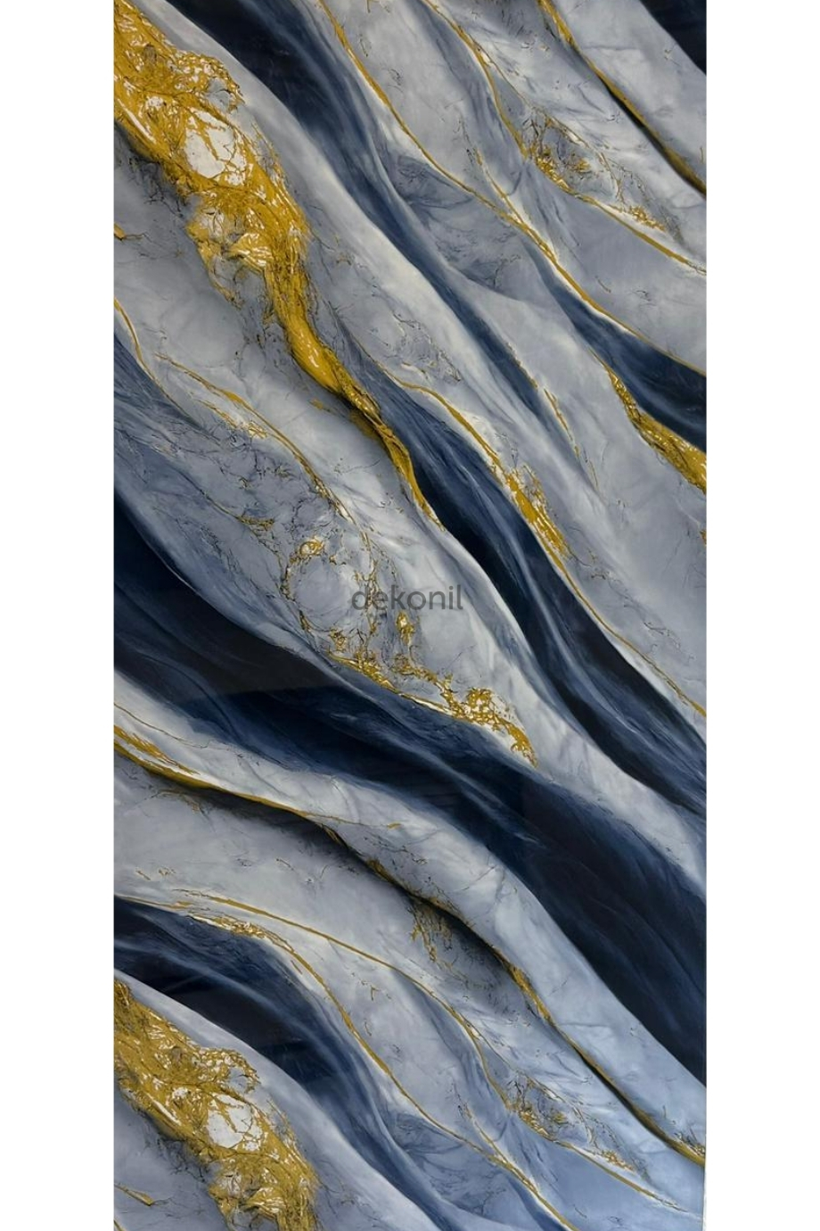 Mavi Altın Damarlı Mermer Desenli Pvc Duvar Paneli 122*244cm