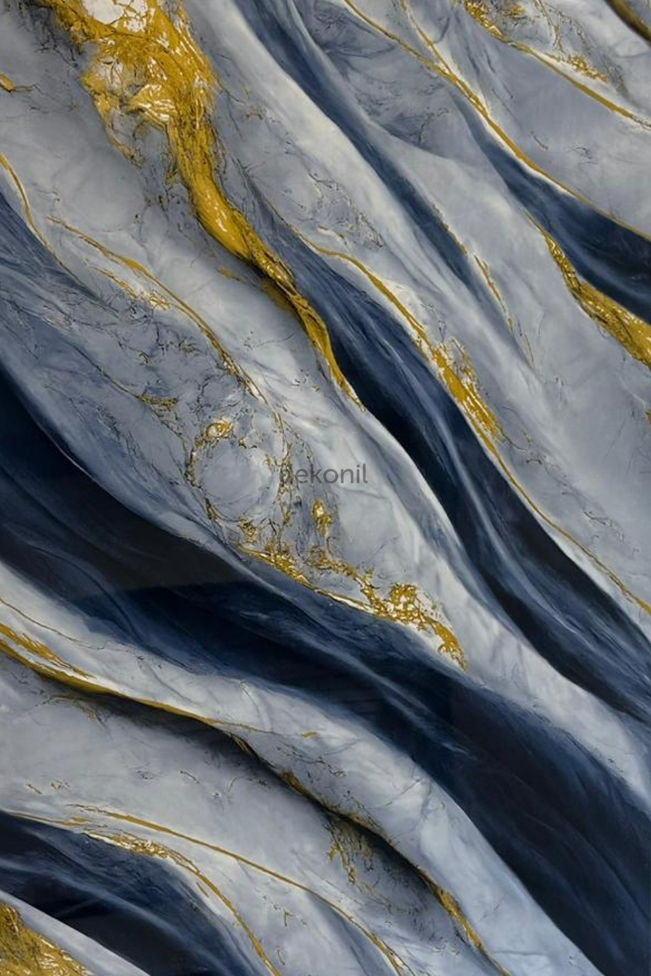 Mavi Altın Damarlı Mermer Desenli Pvc Duvar Paneli 122*244cm