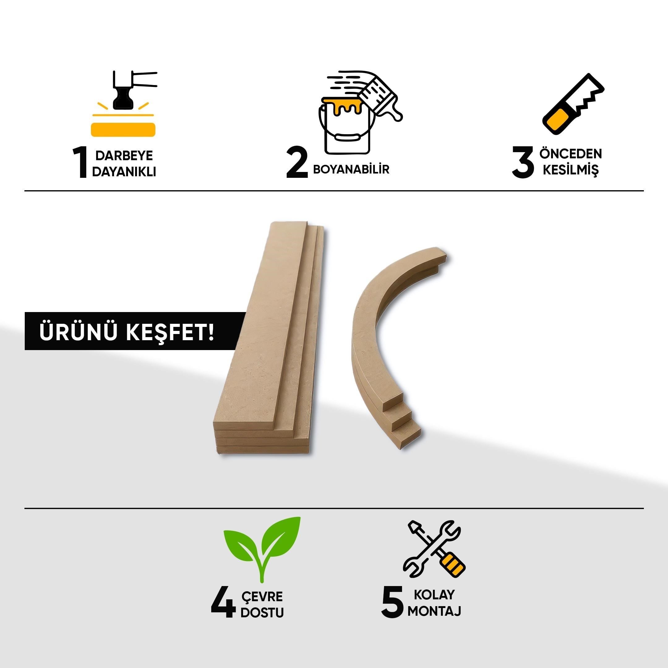 MDF Oval Duvar Çıtası 96*248 cm