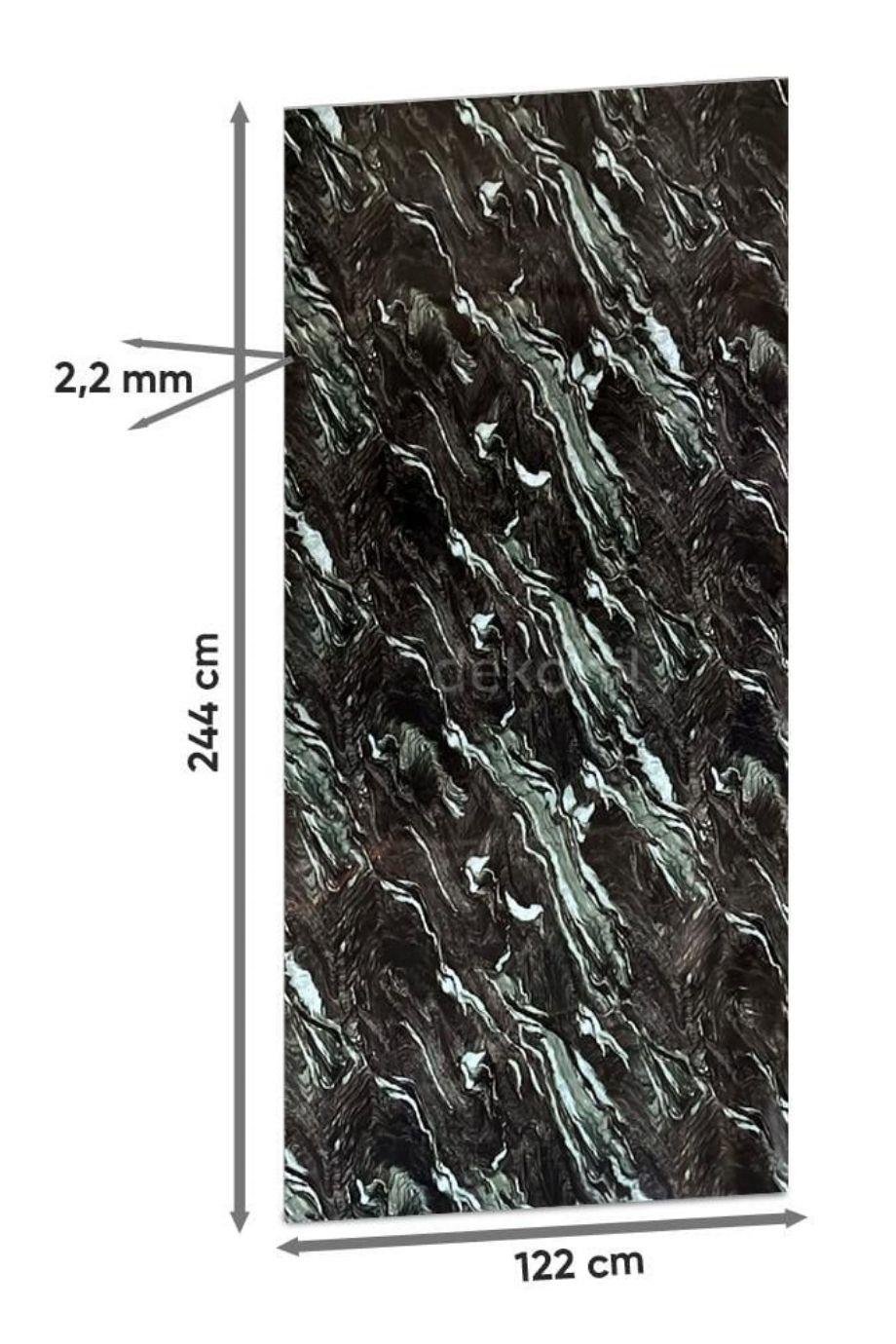 Onyx Black Mermer Desenli Işık Geçiren PVC Panel 122*244