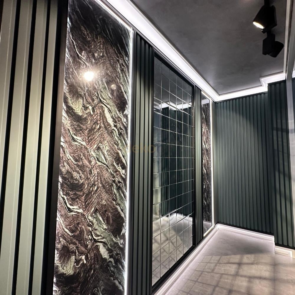 Onyx Black Mermer Desenli Işık Geçiren PVC Panel 122*244