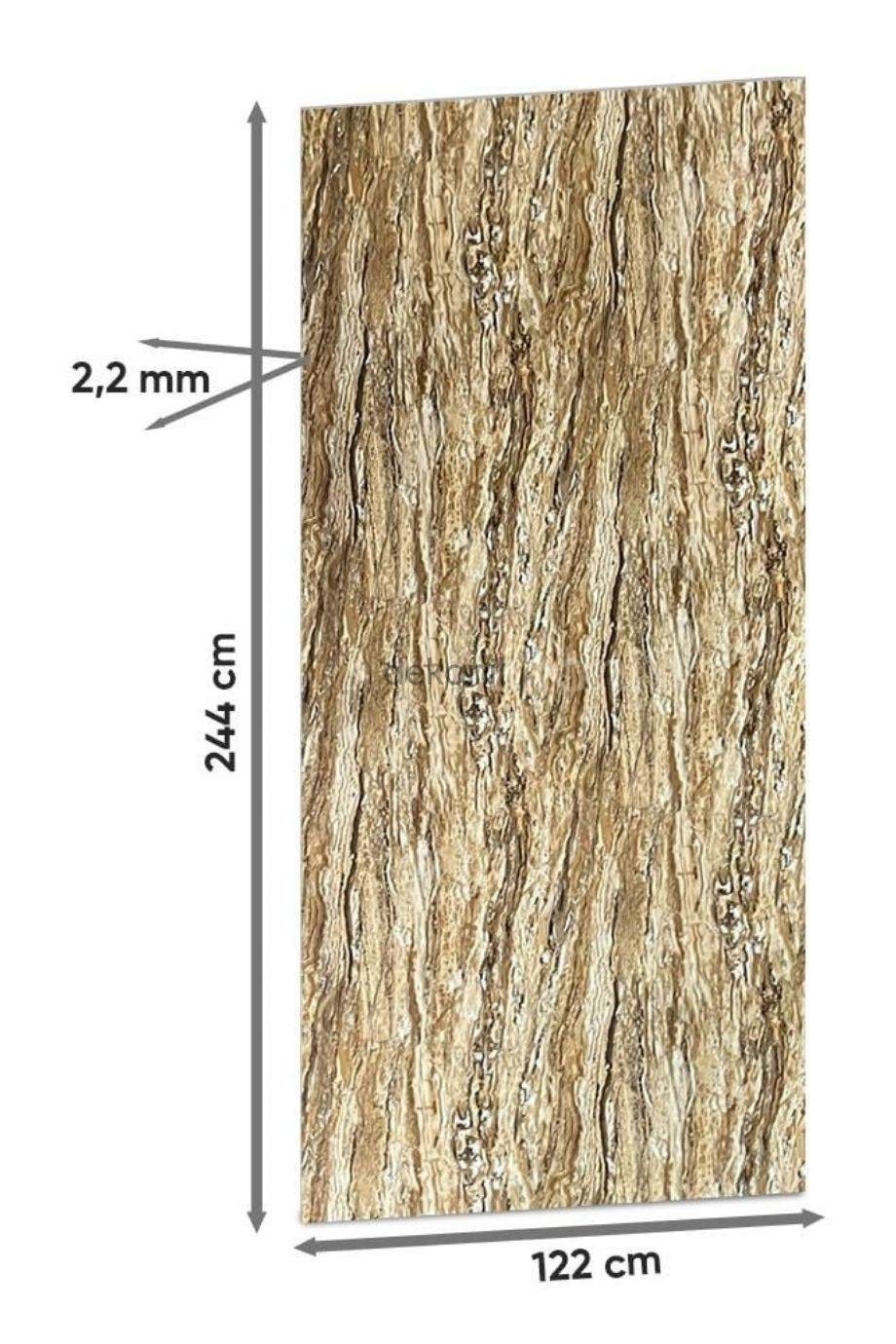 Onyx Toprak Mermer Desenli Işık Geçiren PVC Panel 122*244
