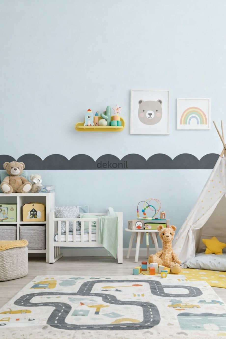 Pera Çocuk Odası Mdf Oval Duvar Bordürü 10*80 cm