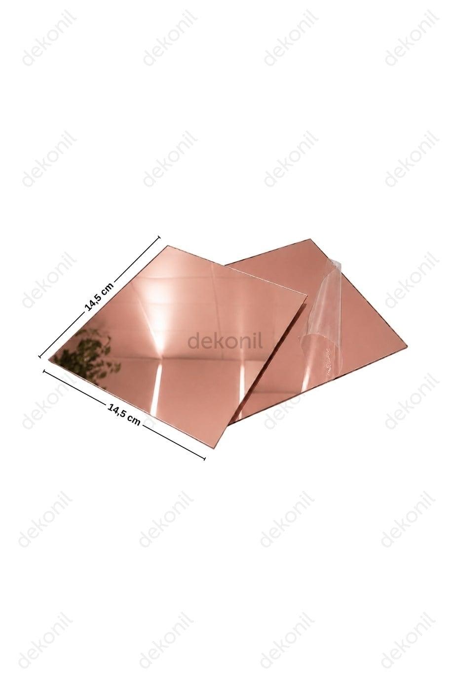 Pleksi Yapışkanlı Rose Kare Ayna 14,5 cm
