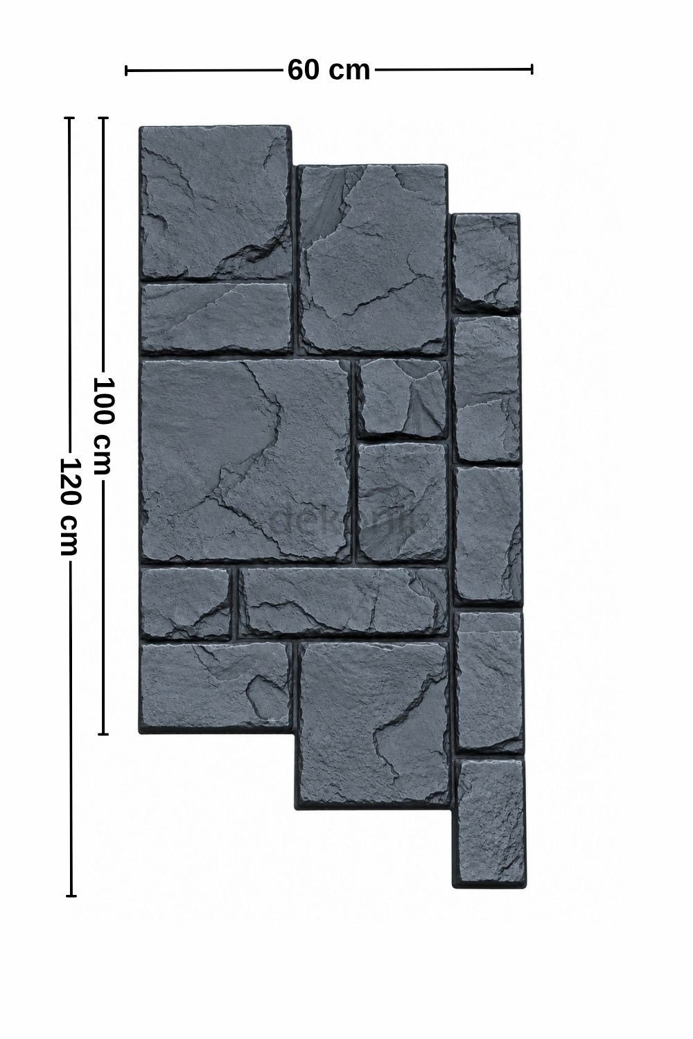 Poliüretan Rock Antrasit Duvar Paneli 60*120 cm