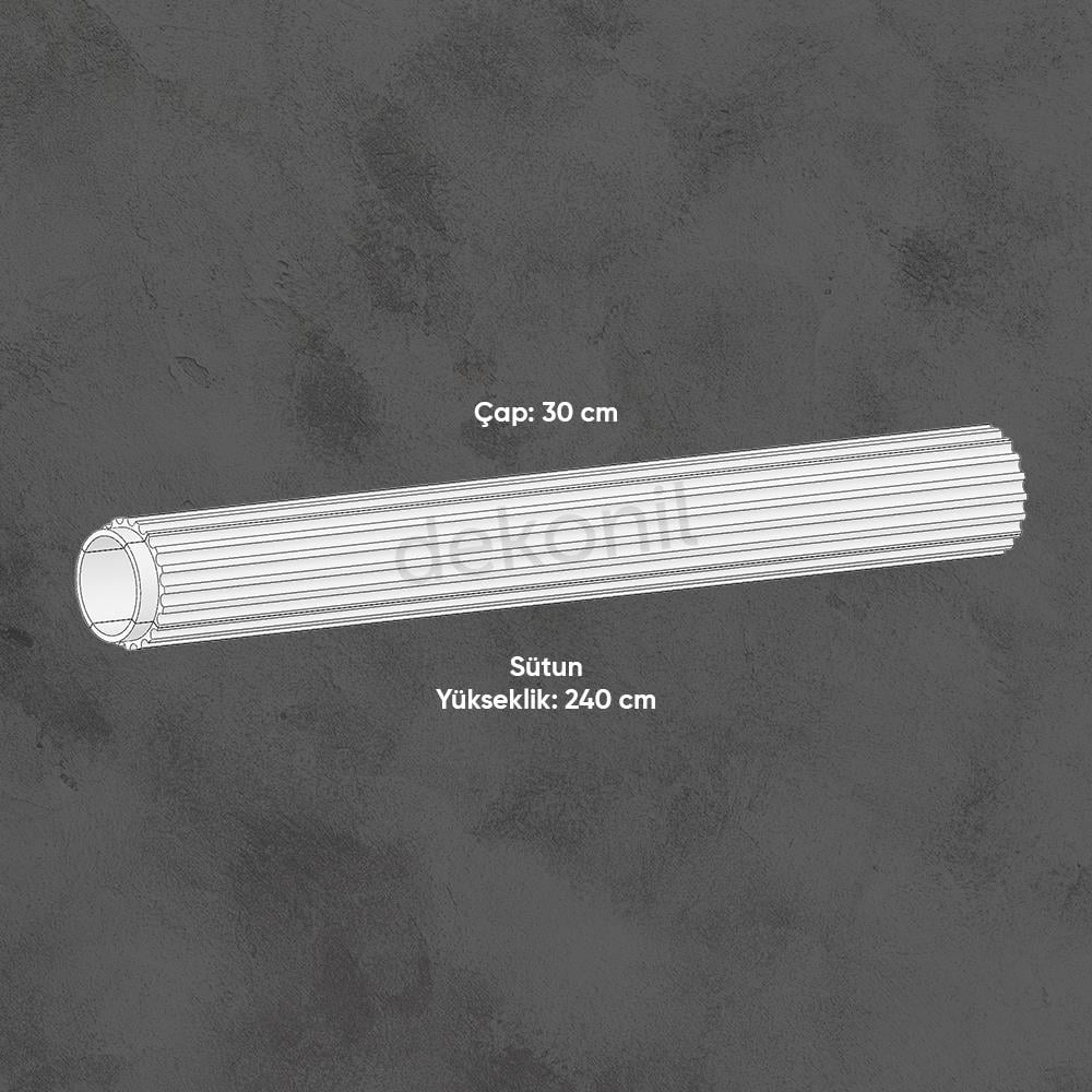Poliüretan Tam Yivli Sütun 30cm