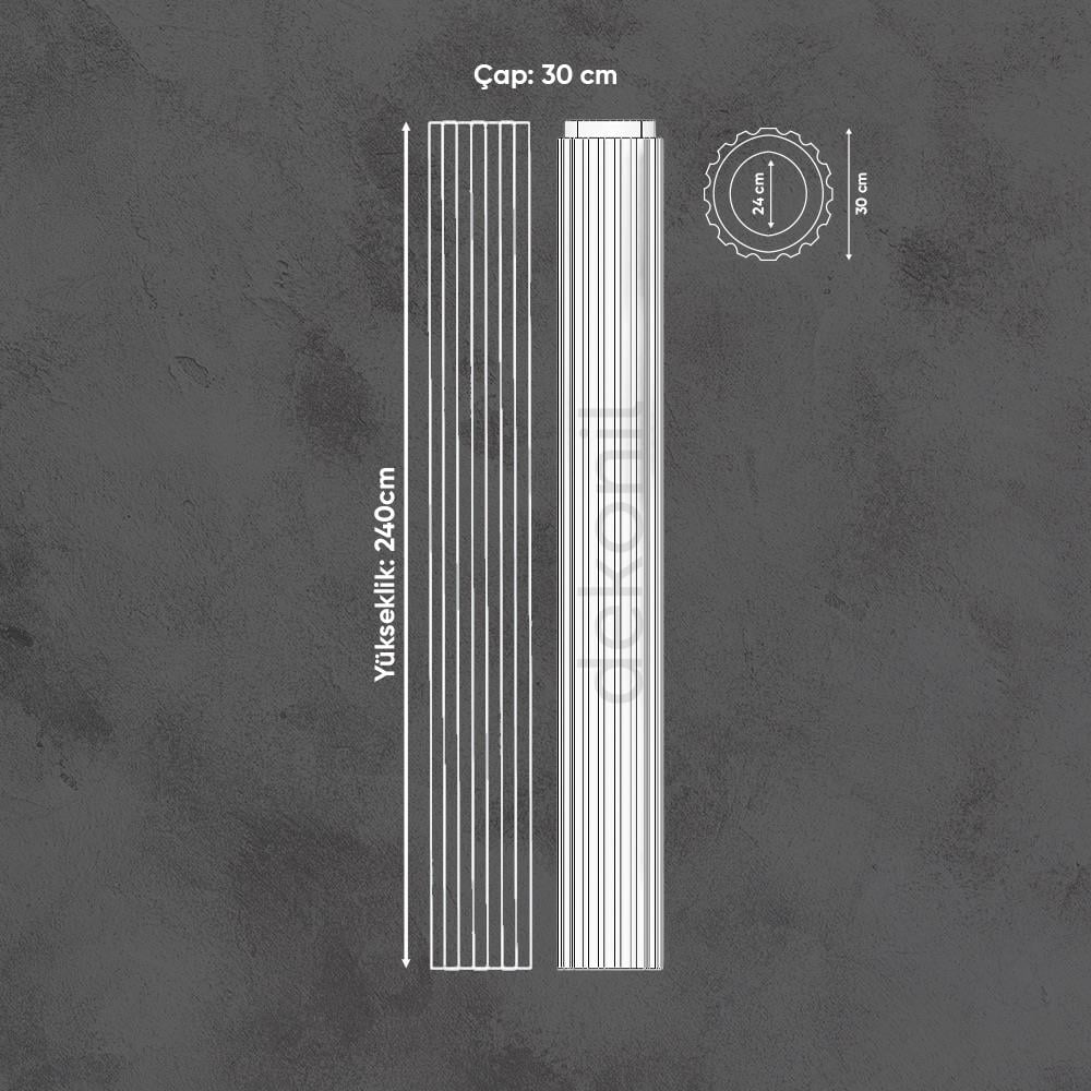 Poliüretan Tam Yivli Sütun 30cm