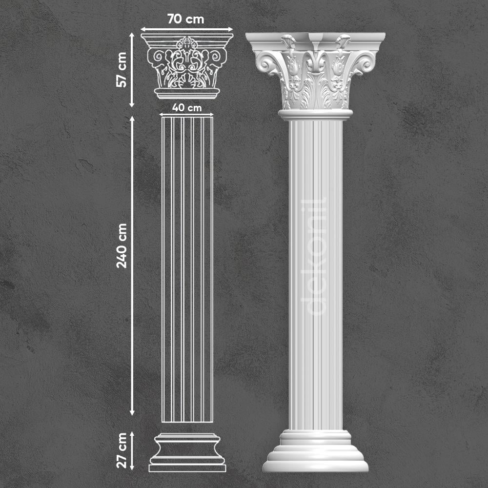 مجموعة أعمدة من مادة البولي يوريثين ذات أخاديد كاملة بطول 40 سم