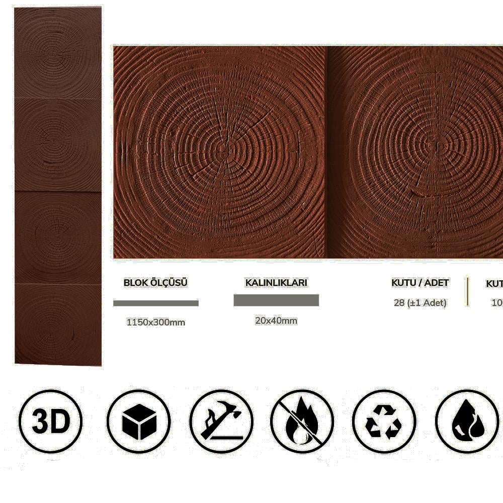 Poliüretan Wood Block Duvar Paneli 30*115 cm