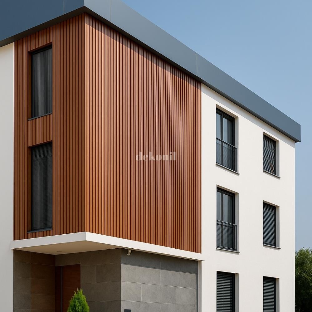 PVC Akçaağaç İkili Dış Cephe Lambri Kaplaması 12 cm