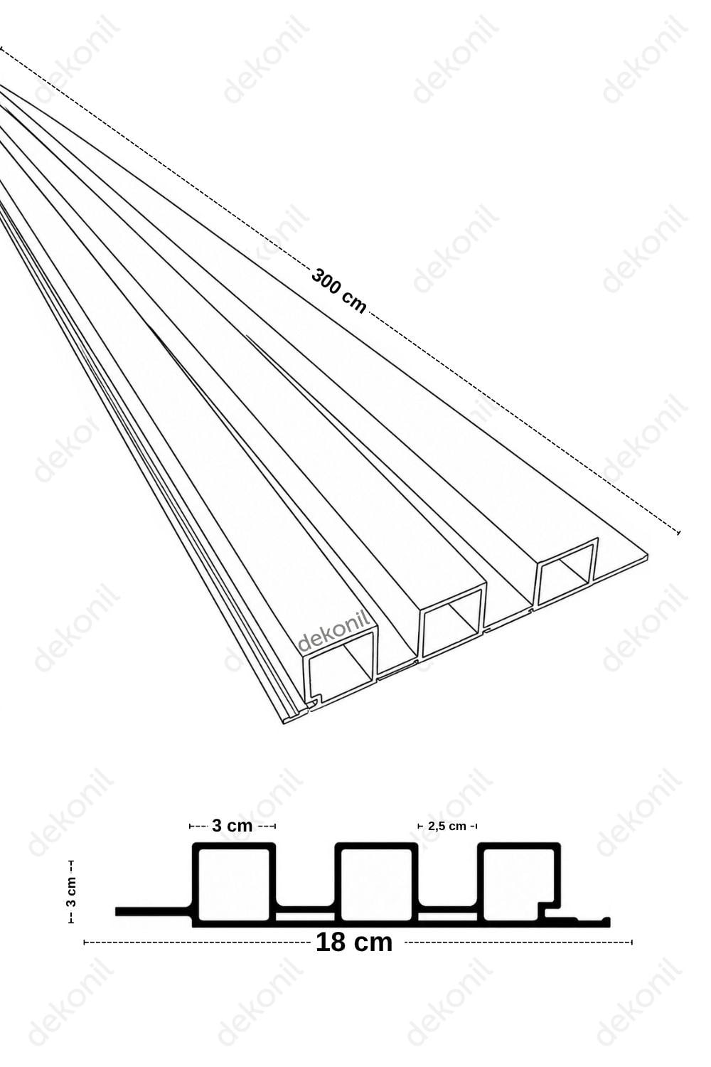 PVC Kit Kat Dış Cephe Lambri Kaplaması 18 cm