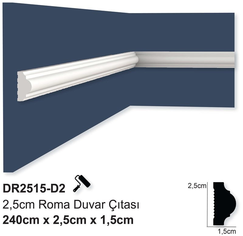 Roma 2.5cm Boyanabilir Hazır Kesilmiş Duvar Çıtası Paketi 110x110 cm
