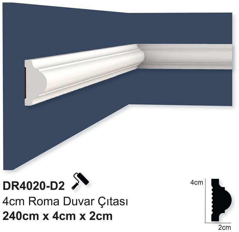 Roma 4 cm Boyanabilir Hazır Kesilmiş Duvar Çıtası Paketi