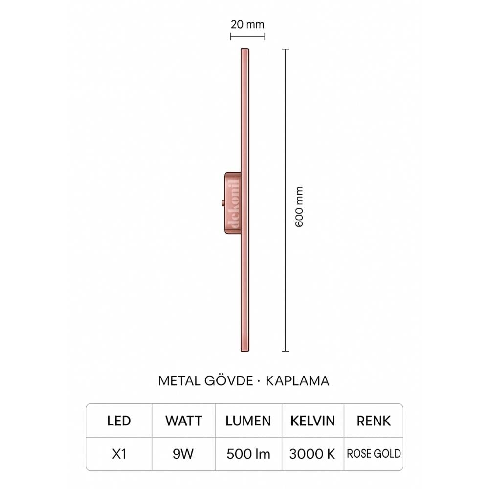 Rose Gold Viola Şarjlı Kablosuz LED Aplik