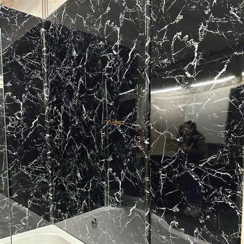 Siyah Beyaz Mermer Desenli Pvc Duvar Paneli 122*244cm