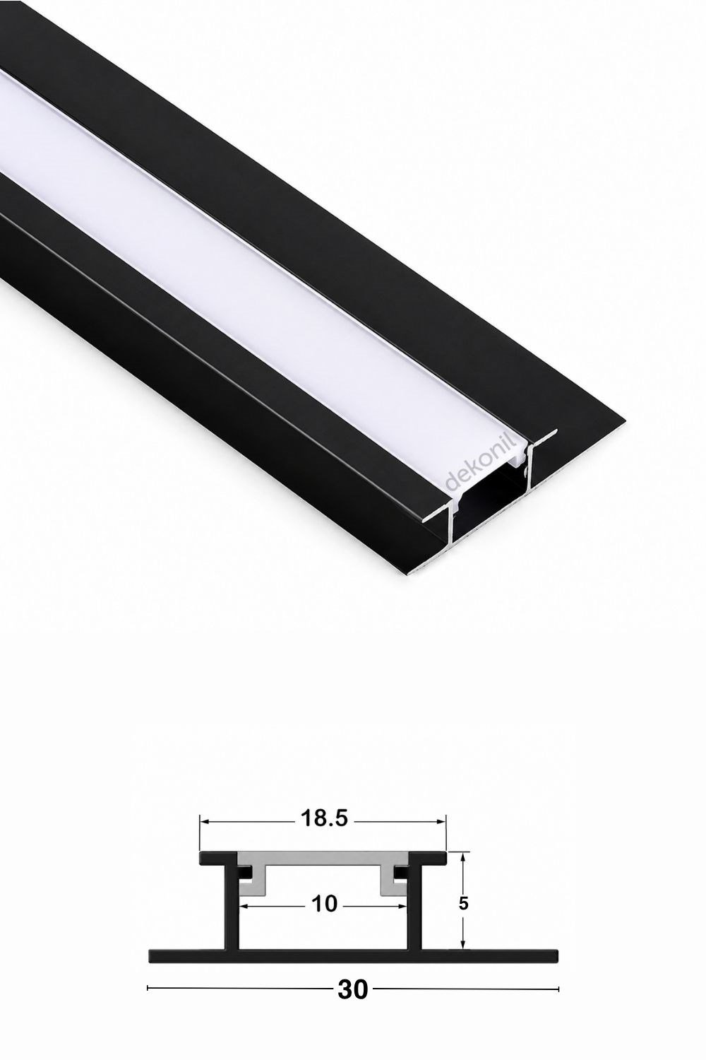 Siyah Ek Ledli Alüminyum Profil 270 cm – Bambu ve PVC Foam Duvar Paneli Uyumlu