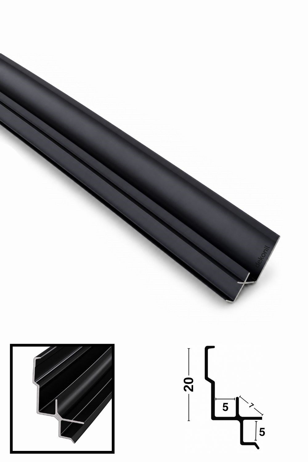 Siyah İç Köşe Alüminyum Profil 270 cm – Bambu ve PVC Foam Duvar Paneli Uyumlu