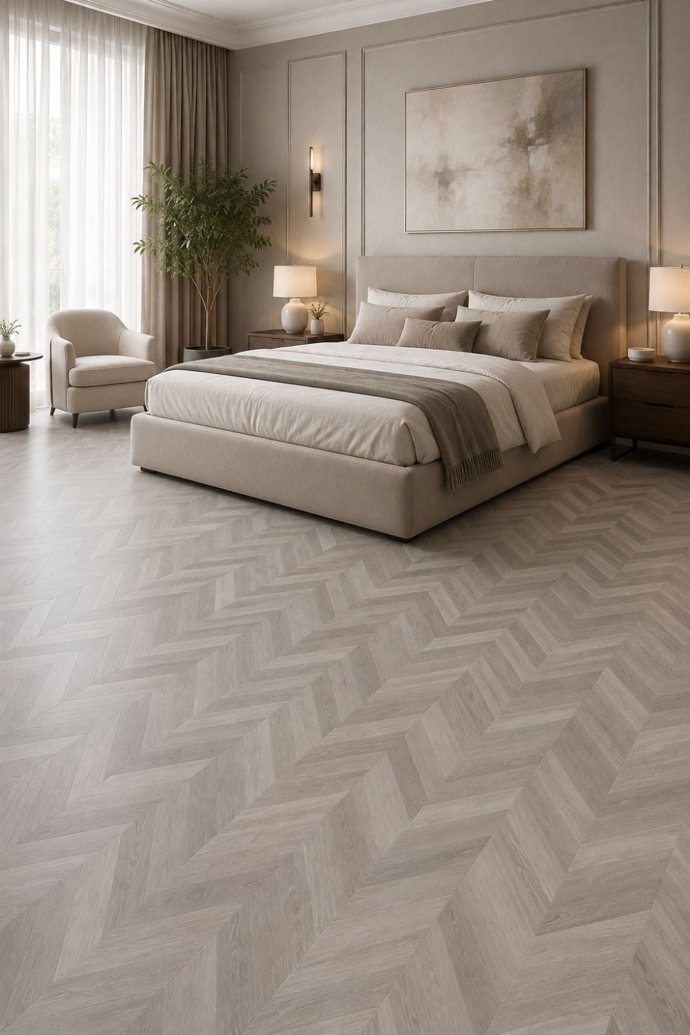 SPC Açık Gri Balık Sırtı Zemin Parke – 30,5*120 cm 5mm 1 m²