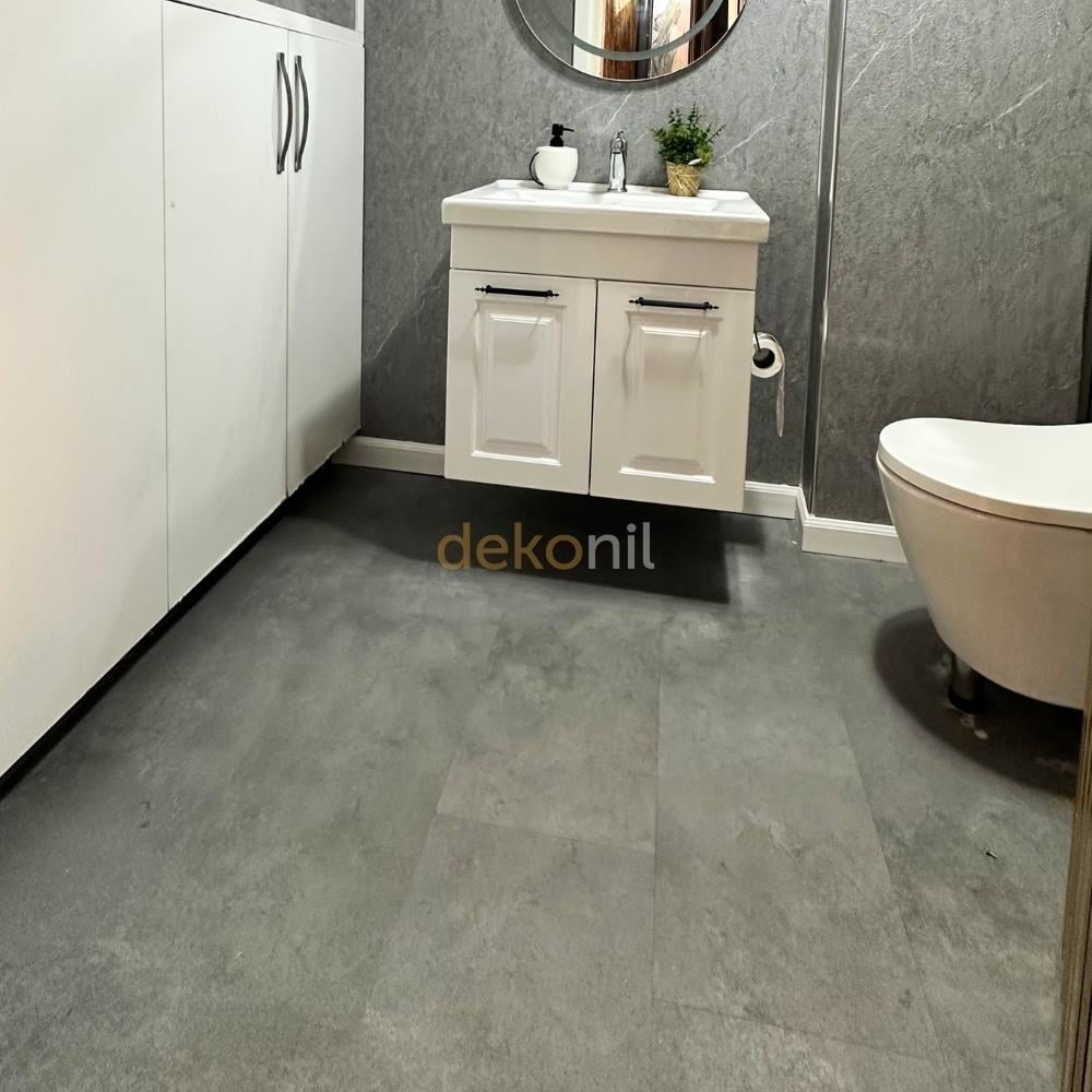 SPC Parke Gri Beton Desenli – Su Geçirmez Zemin Paneli 30,5*120 cm (Paket: 6 Adet / 2,23 m²)