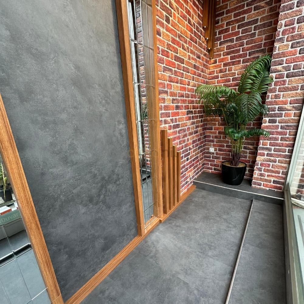 SPC Parke Koyu Gri Beton Desenli – Su Geçirmez Zemin Paneli 30,5*120 cm (Paket: 6 Adet / 2,23 m²)