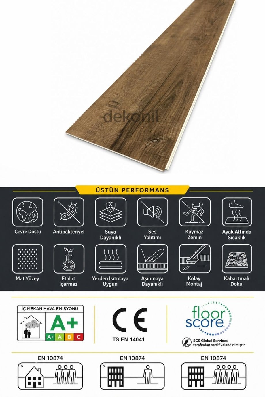 SPC Parke Rustik – Su Geçirmez Zemin Paneli 22,8*122 cm 1 m²