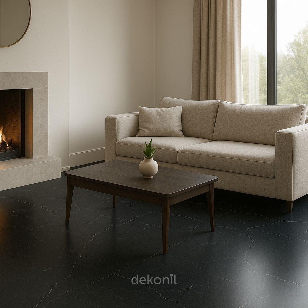 SPC Parke Siyah Mermer Desenli – Su Geçirmez Zemin Paneli 30,5*120 cm (Paket: 6 Adet / 2,23 m²)