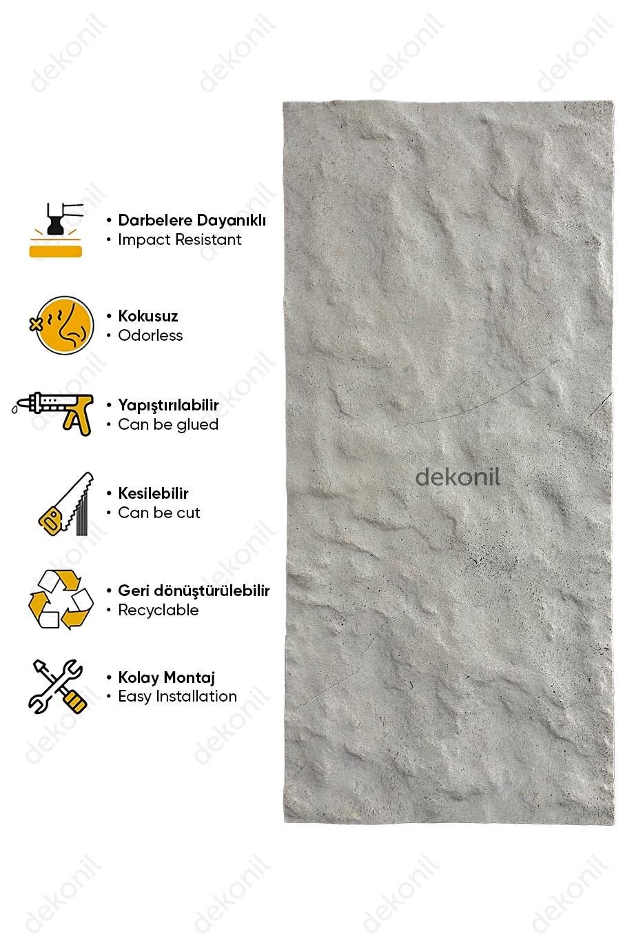 Taş Dokulu EPS Duvar Paneli Beyaz 50*120 cm