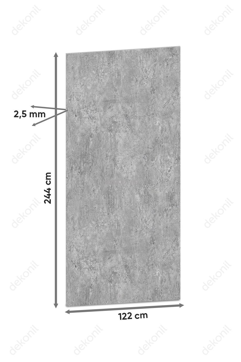 Torino Beton Desenli PVC Duvar Paneli 122x244 cm