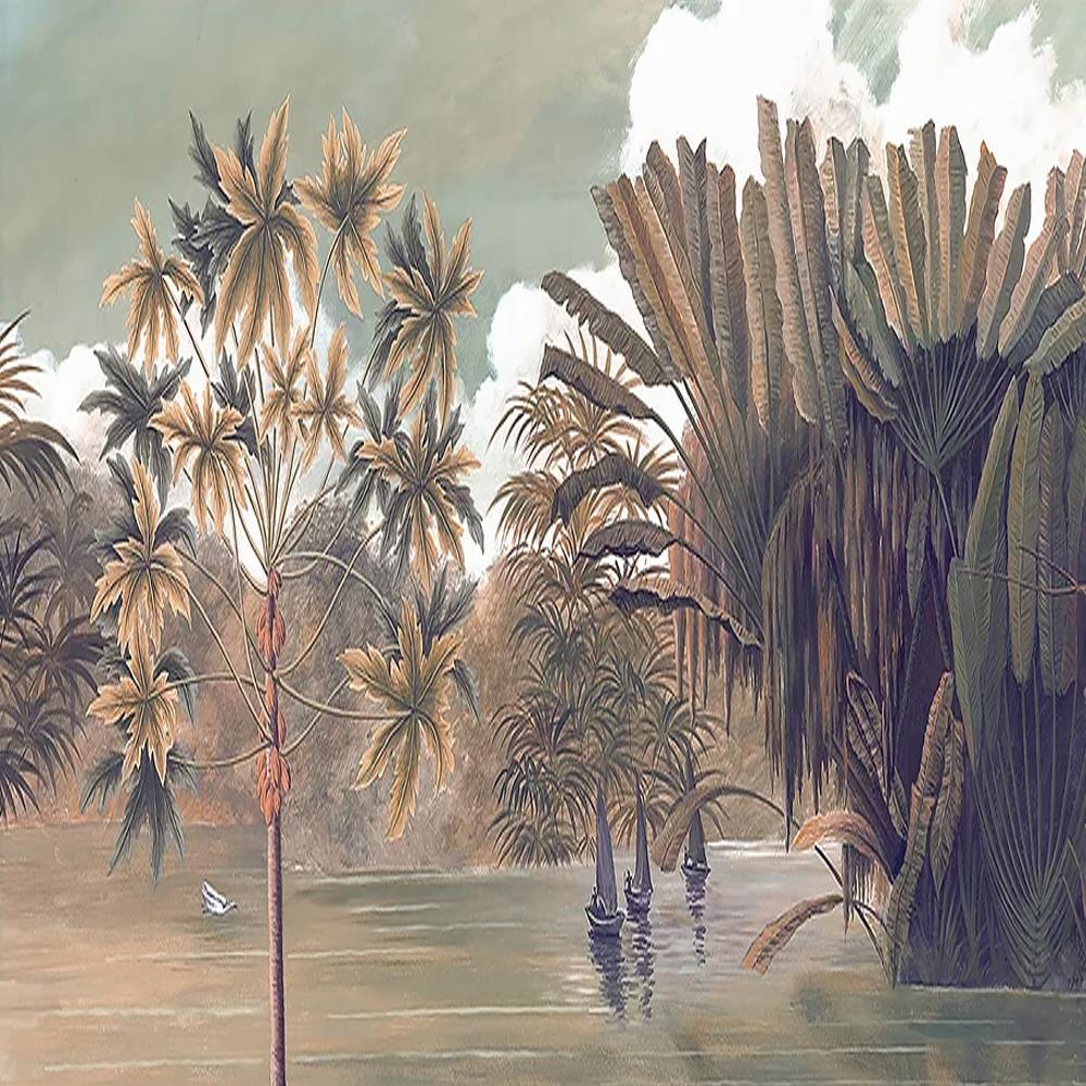 Tropikal Desenli Kişiye Özel Baskı Duvar Kağıdı