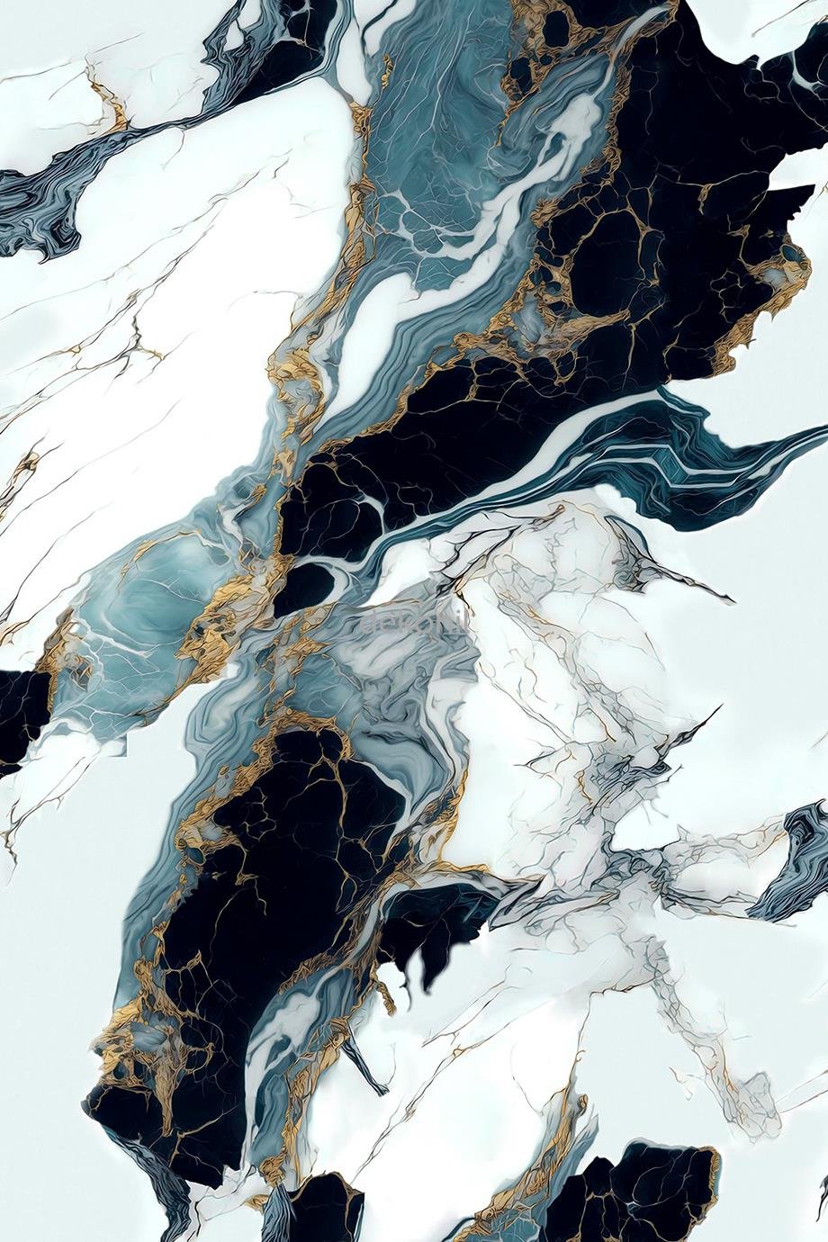 لوحة حائط من مادة البولي فينيل كلوريد بنمط رخامي أبيض أسود ذهبي 122*244 سم