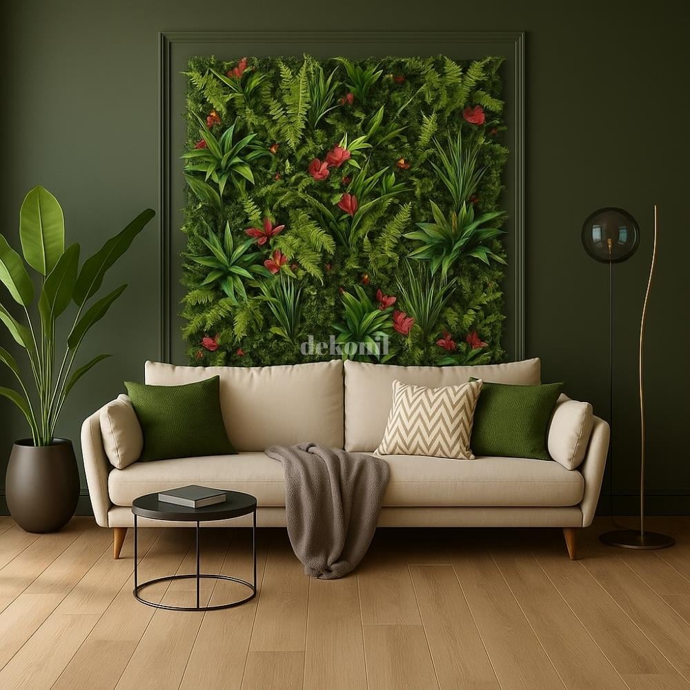 Yapay Bitki & Çiçek Dikey Bahçe Paneli 100*100 cm 1025