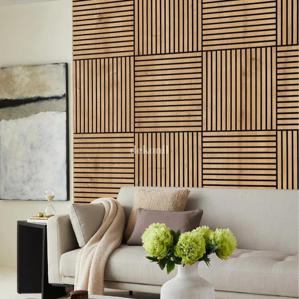 Yeni Nesil Lambri Duvar Paneli Meşe 60*60 cm