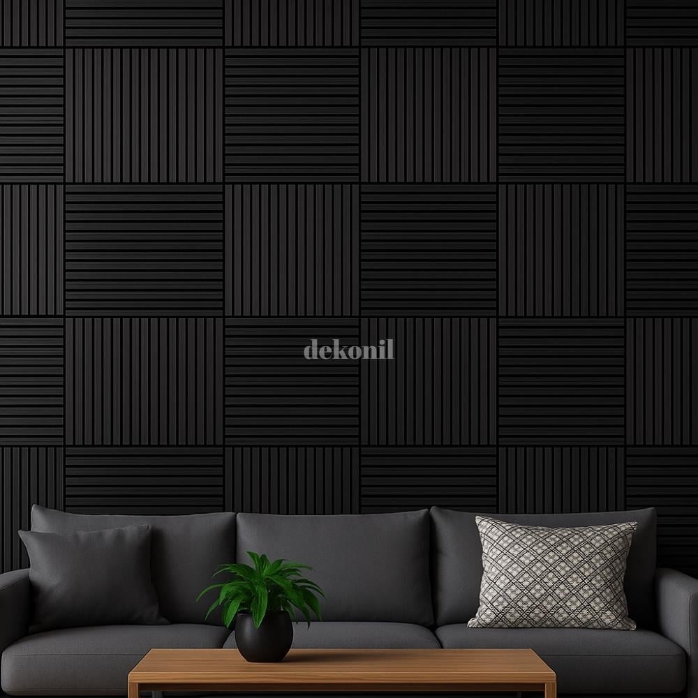 Yeni Nesil Lambri Duvar Paneli Siyah 60*60 cm