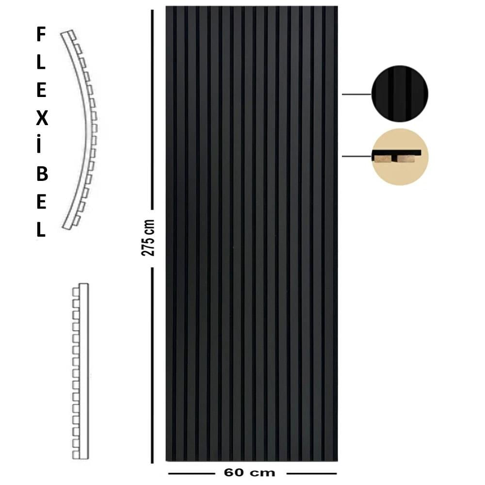 Yeni Nesil Lambri Duvar Paneli Siyah 60*275 cm