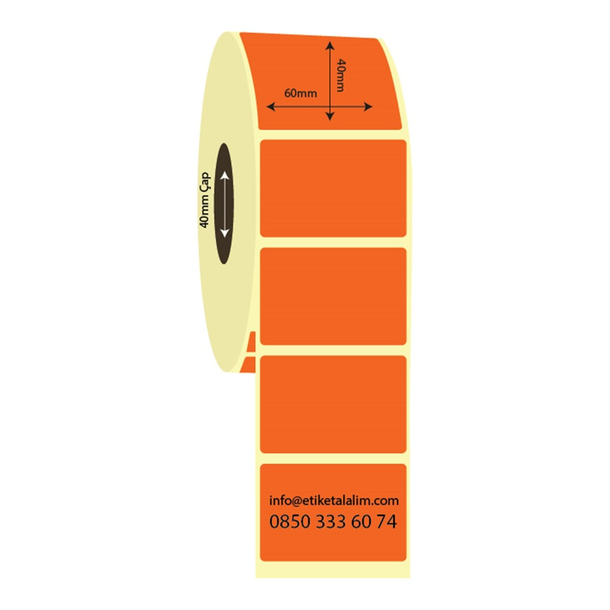Eczane - İlaç Etiketi60mm x 40mm Eco Termal Turuncu İlaç Etiketi