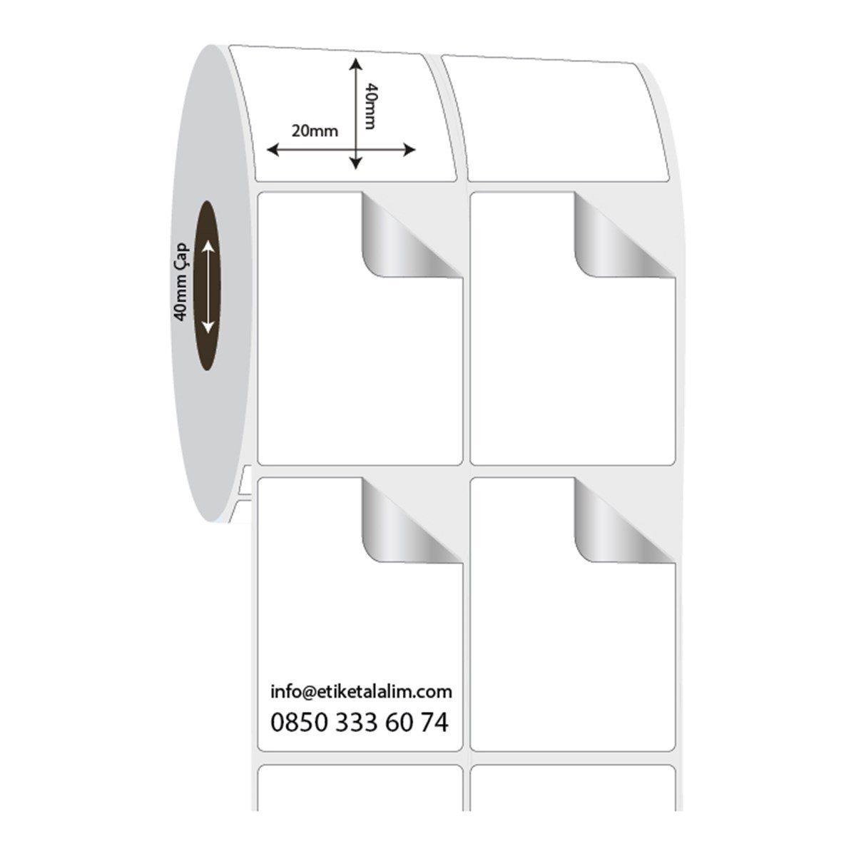 Fastyre Etiket (Sticker)20mm x 40mm 2'li Ara Boşluklu Fastyre Etiket