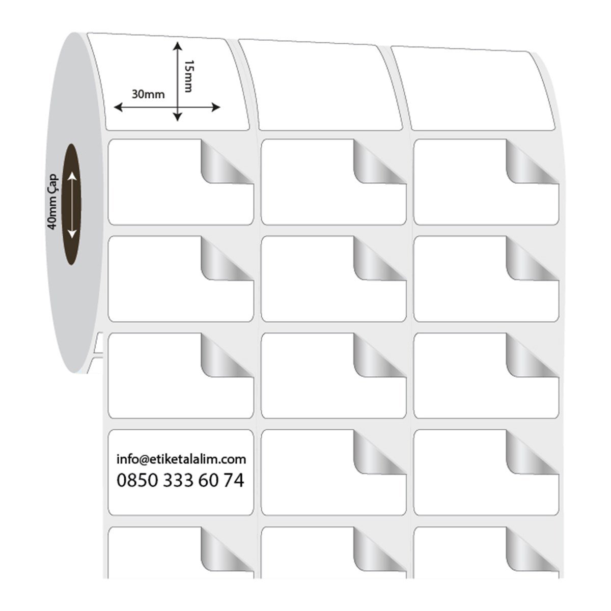 Fastyre Etiket (Sticker)30mm x 15mm 3'lü Ara Boşluklu Fastyre Etiket