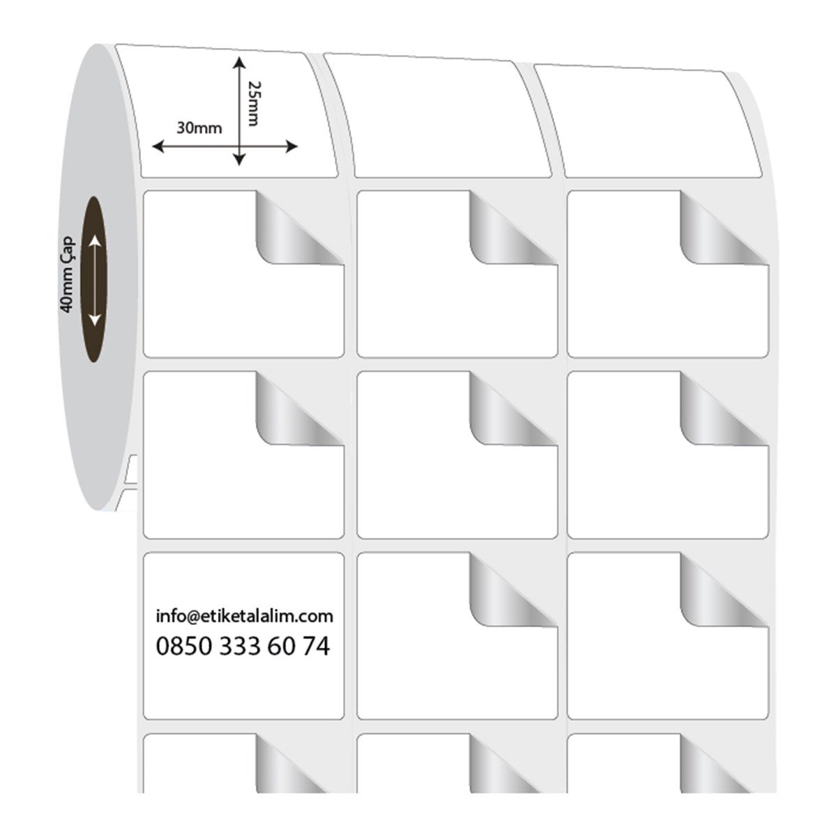 Fastyre Etiket (Sticker)30mm x 25mm 3'li Ara Boşluklu Fastyre Etiket