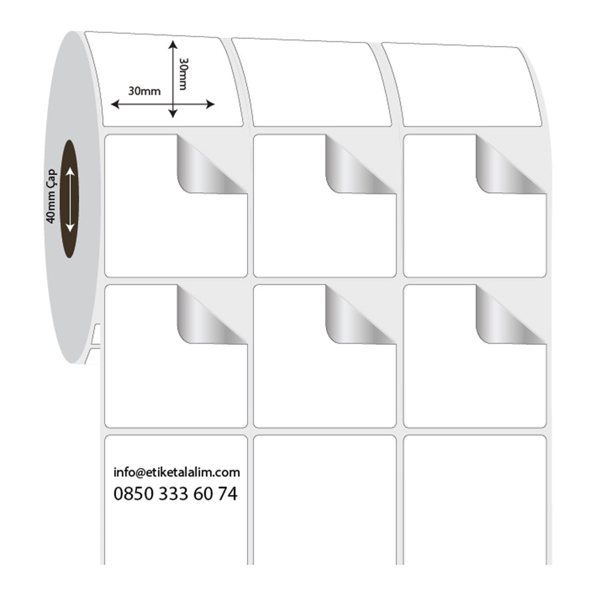 Fastyre Etiket (Sticker)30mm x 30mm 3'lü Ara Boşluklu Fastyre Etiket