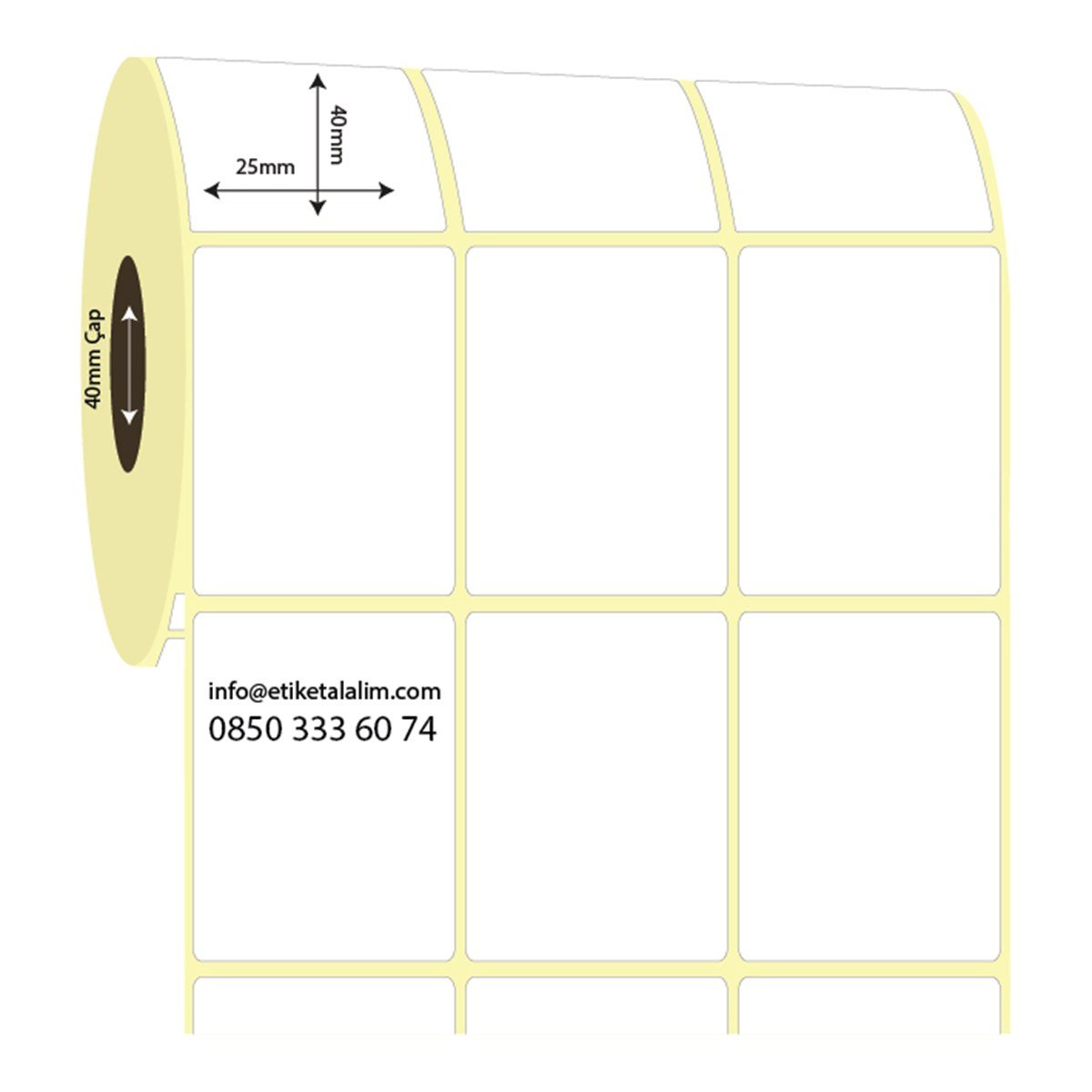 Lamine Termal (Sticker)25mm x 40mm 3'lü Ara Boşluklu Lamine Termal Etiket