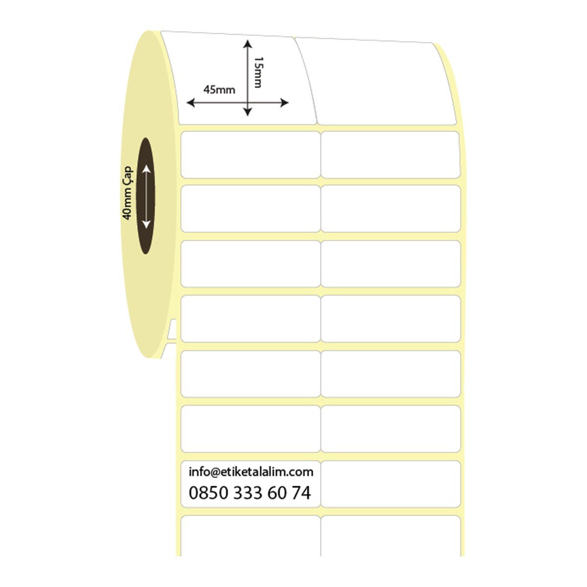 Lamine Termal (Sticker)45mm x 15mm 2'li Bitişik Lamine Termal Etiket