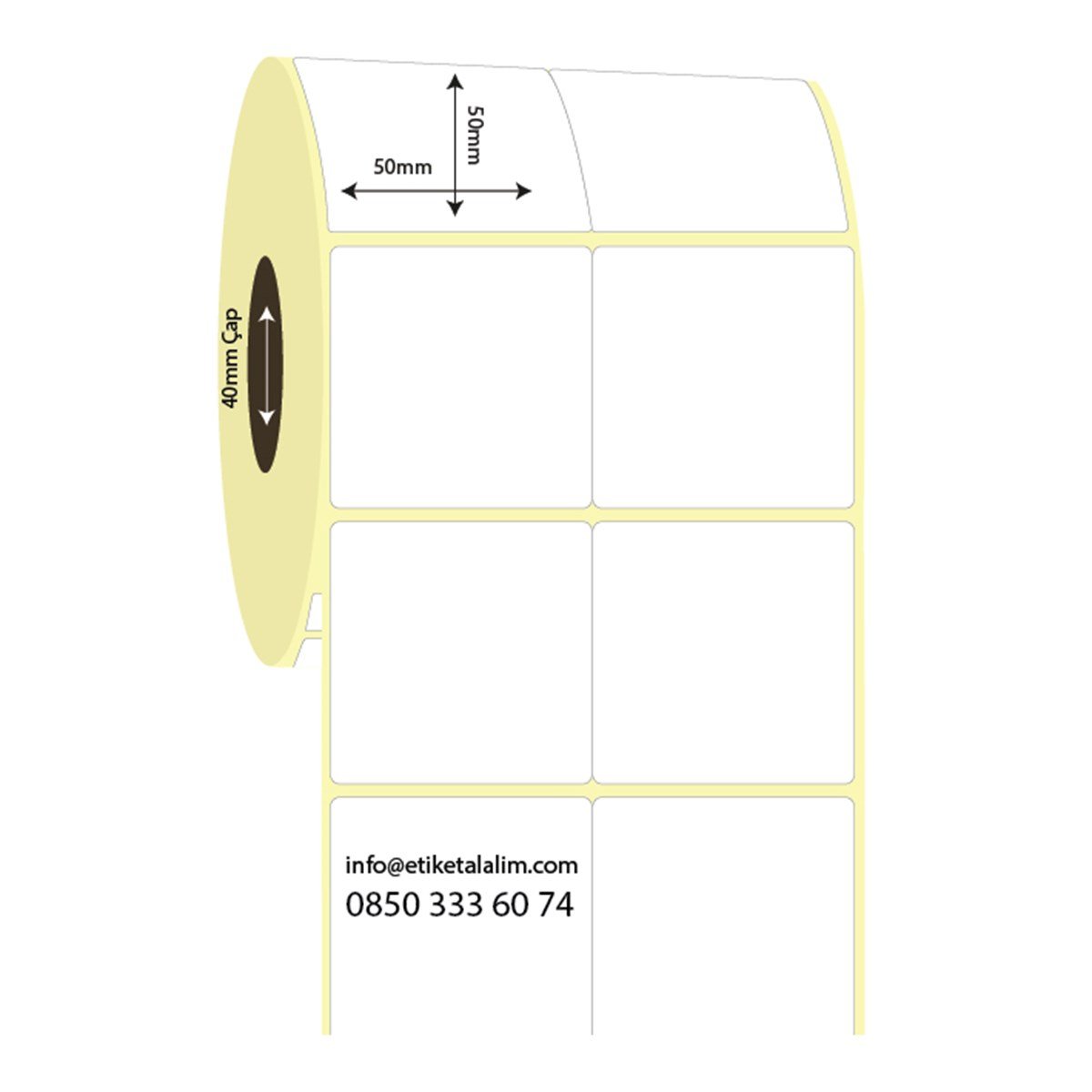 Lamine Termal (Sticker)50mm x 50mm 2'li Bitişik Lamine Termal Etiket (Sticker)